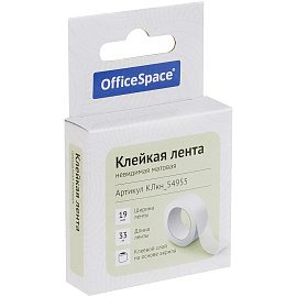 Клейкая лента 19мм*33м, OfficeSpace, невидимая, матовая, картонная упаковка, европодвес фото Клейкая лента 19мм*33м, OfficeSpace, невидимая, матовая, картонная упаковка, европодвес
