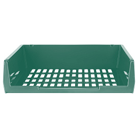 Лоток для бумаг горизонтальный СТАММ "Респект", сетчатый, темно-зеленый фото Лоток для бумаг горизонтальный СТАММ "Респект", сетчатый, темно-зеленый