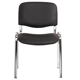 Стул для персонала и посетителей "ИЗО", хромированный каркас, кожзам черный Z-11, К3 фото Стул для персонала и посетителей "ИЗО", хромированный каркас, кожзам черный Z-11, К3
