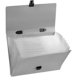 Папка-портфель 13 отделений OfficeSpace А4, 700мкм, на замке, пластик, серый фото Папка-портфель 13 отделений OfficeSpace А4, 700мкм, на замке, пластик, серый