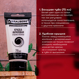 Краска акриловая художественная BRAUBERG ART CLASSIC, туба 75мл, БЕЛИЛА ТИТАНОВЫЕ, 191073 фото Краска акриловая художественная BRAUBERG ART CLASSIC, туба 75мл, БЕЛИЛА ТИТАНОВЫЕ, 191073