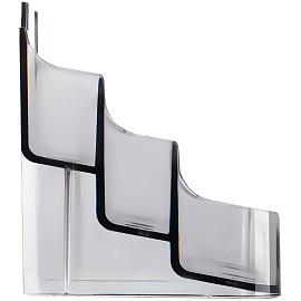 Подставка для визиток настольная СТАММ 70*102мм, 3 отделения, тонированная серая фото Подставка для визиток настольная СТАММ 70*102мм, 3 отделения, тонированная серая