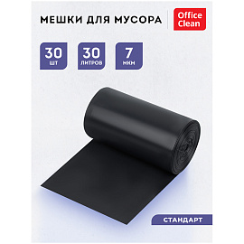 Мешки для мусора 30л OfficeClean ПНД, 48*55см, 7мкм, 30шт., черные, в рулоне
