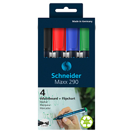Набор маркеров для белых досок SCHNEIDER Maxx 290 набор 4 цвета (толщина линии 2-3 мм) круглый наконечник