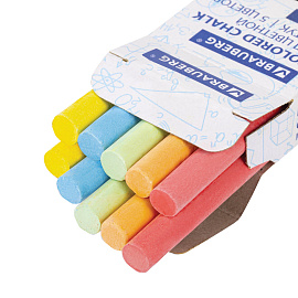 Мел цветной круглый мягкий 10 штук, 5 цветов, BRAUBERG, картонная упаковка, европодвес, 272767 фото Мел цветной круглый мягкий 10 штук, 5 цветов, BRAUBERG, картонная упаковка, европодвес, 272767