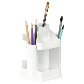 Настольная подставка СТАММ "Maxi Desk", пластиковая, вращающаяся, белая фото Настольная подставка СТАММ "Maxi Desk", пластиковая, вращающаяся, белая