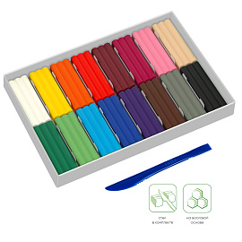 Пластилин классический Гамма Пчелка 16 цветов со стеком 240 г