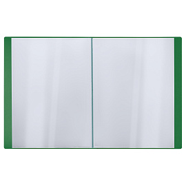 Папка с 60 вкладышами СТАММ "Кристалл" А4, 21мм, 700мкм, пластик, зеленая