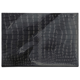 Обложка для паспорта OfficeSpace "Аллигатор", кожа, тиснение, черная