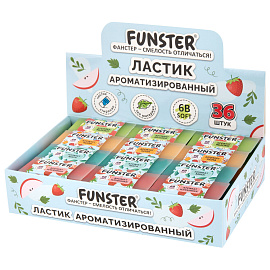 Ластик ароматизированный FUNSTER (ФАНСТЕР) "SWEET", 54х23х10 мм, скошенный, картонный держатель, экологичный ПВХ, ассорти, 272727