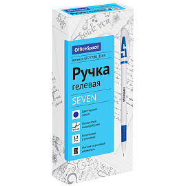Ручка гелевая OfficeSpace синяя, 0,6мм, грип, игольчатый стержень