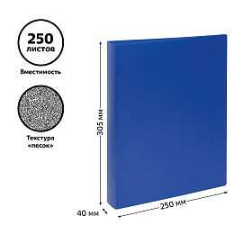 Папка на 2 кольцах СТАММ А4, 40мм, 500мкм, пластик, синяя фото Папка на 2 кольцах СТАММ А4, 40мм, 500мкм, пластик, синяя