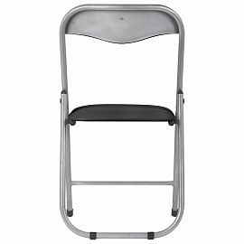 Стул складной для дома и офиса РС04, серебристый каркас, кожзам черный фото Стул складной для дома и офиса РС04, серебристый каркас, кожзам черный