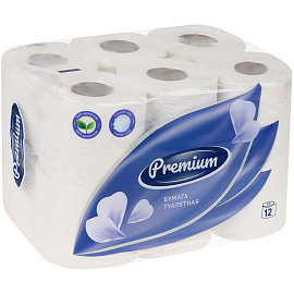 Бумага туалетная OfficeClean "Premium", 3-слойная, 12шт., 17м/рул., тиснение, белая