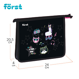 Папка для тетрадей 1 отделение, А5 Forst "Disco Lama" , 240*205*40 мм, пластик, на молнии