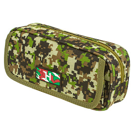 Пенал BRAUBERG для мальчиков, 1 отделение, органайзер, мягкий, "Military", зеленый, 21х5х9 см, 228990