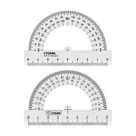 Транспортир 8см, 180° СТАММ, пластиковый, прозрачный, бесцветный фото Транспортир 8см, 180° СТАММ, пластиковый, прозрачный, бесцветный
