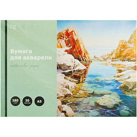 Папка для акварели, 10л., А3 BG "Бухта", 180г/м2
