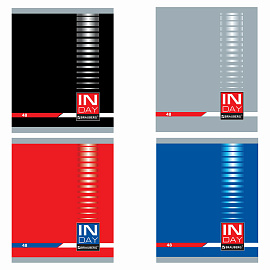Тетрадь А5, 48 л., BRAUBERG скоба, клетка, обложка картон, "INDAY", 400518