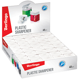 Точилка пластиковая Berlingo "Perfect" 1 отверстие, контейнер, ассорти