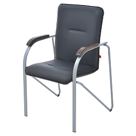 Стул Фабрикант "Самба", каркас алюм., обивка кожзам черный BOX1