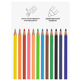 Карандаши цветные Гамма, 12цв., квадратные, заточен., метал. пенал фото Карандаши цветные Гамма, 12цв., квадратные, заточен., метал. пенал