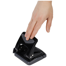 Дырокол OfficeSpace 35л., металлический, черный, с линейкой фото Дырокол OfficeSpace 35л., металлический, черный, с линейкой