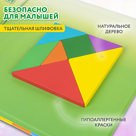Головоломка развивающая деревянная "Танграм", на магнитах, с примерами, BRAUBERG KIDS, 665260