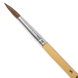 Кисть ПИФАГОР, ПОНИ, круглая, № 5, деревянная лакированная ручка, с колпачком, 200834 фото Кисть ПИФАГОР, ПОНИ, круглая, № 5, деревянная лакированная ручка, с колпачком, 200834
