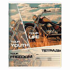 Тетрадь 24 л. BRAUBERG, клетка, обложка картон, AUTO-MOTO, 107307