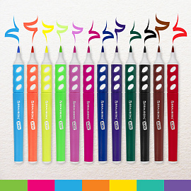 Фломастеры в суперкейсе эргономичные 12 цветов, наконечник-кисть, вентилируемый колпачок, BRAUBERG KIDS, 152184 фото Фломастеры в суперкейсе эргономичные 12 цветов, наконечник-кисть, вентилируемый колпачок, BRAUBERG KIDS, 152184