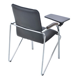 Стул Helmi HL-F05 "Самба СТ" со столиком, каркас металл хром, экокожа, черный, орех BOX1