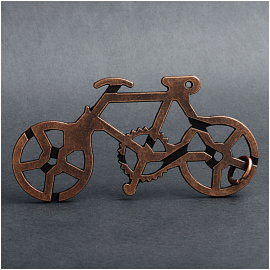 Головоломка металлическая большая ТРИ СОВЫ "Велосипед", 3 уровень сложности