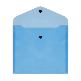 Папка-конверт на кнопке СТАММ А5+, 150мкм, пластик, прозрачная, синяя