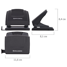 Дырокол BRAUBERG "SUPER", до 30 листов, черный, 272744 фото Дырокол BRAUBERG "SUPER", до 30 листов, черный, 272744