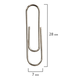 Скрепки STAFF "EVERYDAY", 28 мм, никелированные, 100 шт., в картонной коробке, 226758