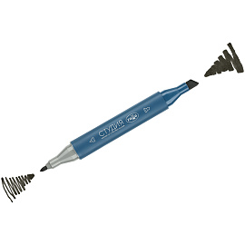 Маркер двусторонний для скетчинга Гамма "Студия", болотный темный, корпус трехгранный, пулевид./клиновид. наконечники