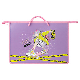 Папка с ручками А4 ArtSpace "City Girl", пластик, на молнии, 45мм