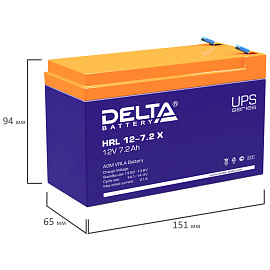Батарея для ИБП Delta HRL 12-7.2X 12 В 7.2 Ач