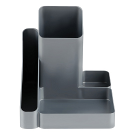 Настольная подставка СТАММ "Имидж", пластиковая, серая фото Настольная подставка СТАММ "Имидж", пластиковая, серая