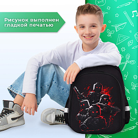 Ранец BRAUBERG KIDS STANDARD, 2 отделения, Terrible fighters, 36х28х14 см, 273146