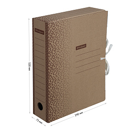 Папка архивная с завязками OfficeSpace "Standard" плотная, микрогофрокартон, 75мм, бурый, 700л.