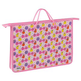 Папка с ручками А4 ArtSpace "Smile", пластик, на молнии, 45мм