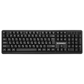 Клавиатура беспроводная бесшумная, USB, 104 клавиши, SONNEN 1065, черная, 513951