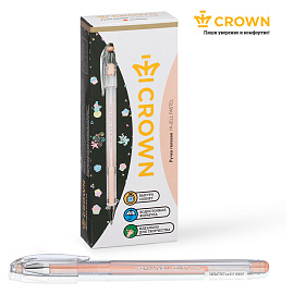 Ручка гелевая CROWN "Hi-Jell Pastel", ОРАНЖЕВАЯ ПАСТЕЛЬ, узел 0,8 мм, линия письма 0,5 мм, HJR-500P