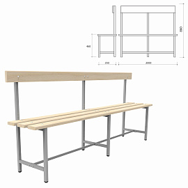 Скамья СТ-6 со спинкой сосна (дерево, металл 2000x395x860 мм)