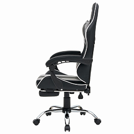 Кресло компьютерное CROMEX (КРОМЕКС) "Wave GM-145", вибромассаж, подножка, подушки, экокожа, черное/серое, 532956