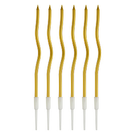 Свечи для торта с держателями MESHU "Wave gold", 13см, 6шт фото Свечи для торта с держателями MESHU "Wave gold", 13см, 6шт