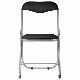 Стул складной для дома и офиса РС04, серебристый каркас, кожзам черный фото Стул складной для дома и офиса РС04, серебристый каркас, кожзам черный