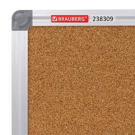 Доска пробковая для объявлений 90х120 см, алюминиевая рамка, BRAUBERG Extra, 238309